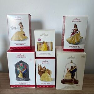 Set of 6 Hallmark Keepsake Beauty and the Beast Belle Christmas Tree Ornaments